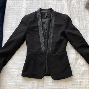 H&M Black Blazer with Vegan Leather Trim